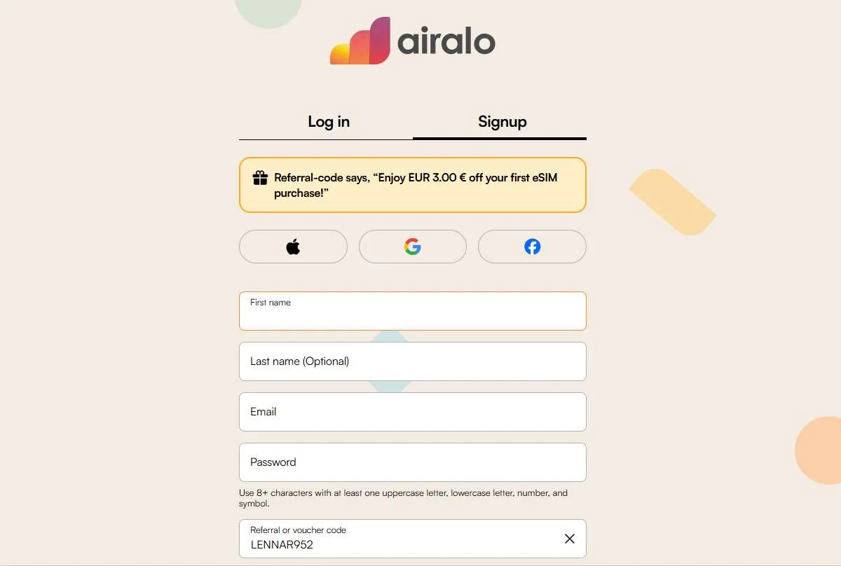 Schermafbeelding van het Airalo referralprogramma