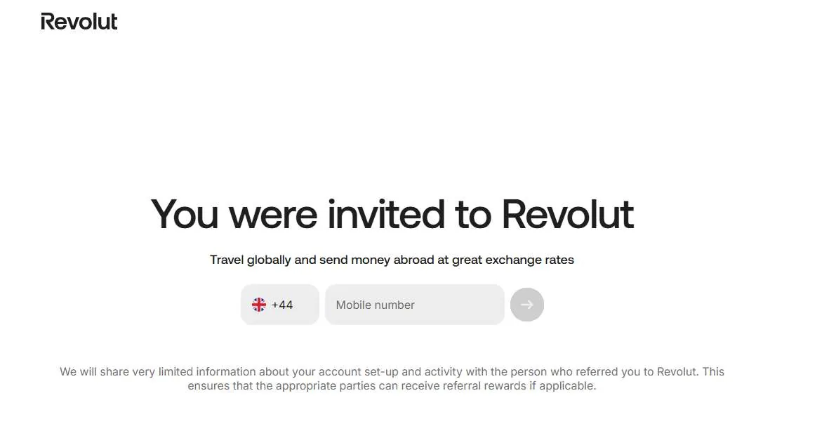 Schermafbeelding van het Revolut referralprogramma