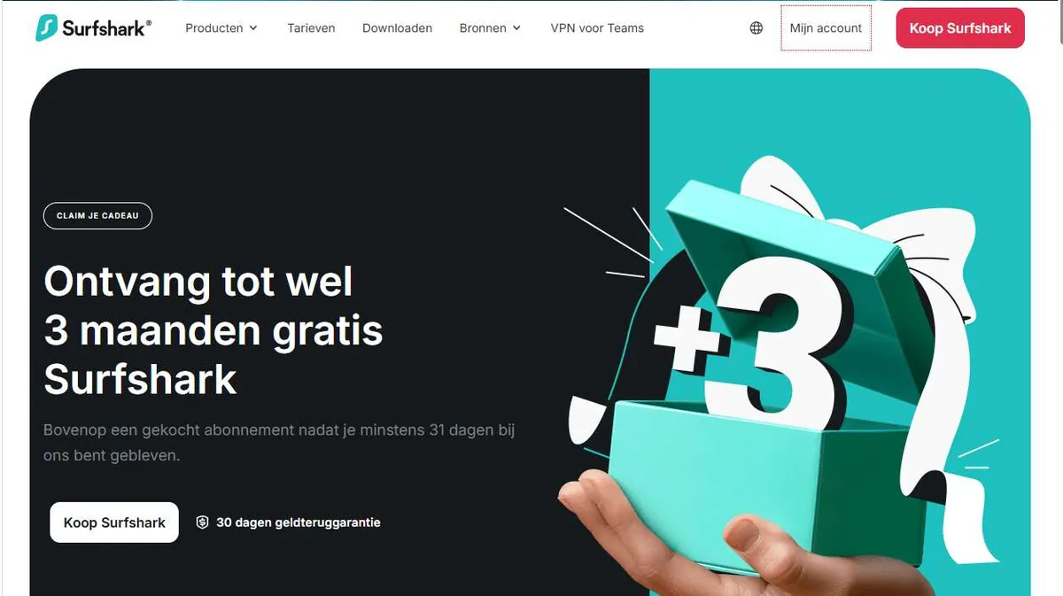 Schermafbeelding van het Surfshark referralprogramma